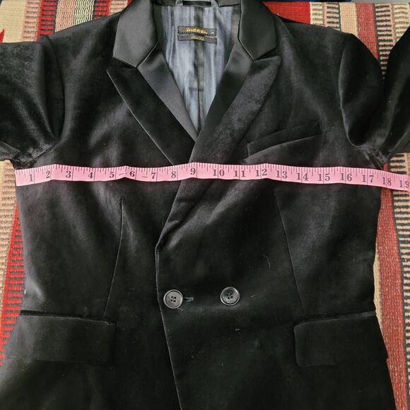 Diesel‎ Black Gold Black Double Breasted  Velvet Blazer Sz M Italy Goth Vampire - Picture 5 of 7